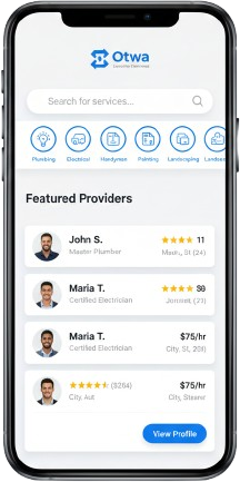 Otwa App Home Screen Mockup